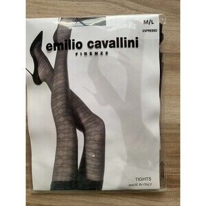 Emilio Cavallini Firenze Patterned Tights M/L Brown 40 Den Italy Pantyhose Sexy